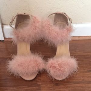 Nude Fluffy Heels